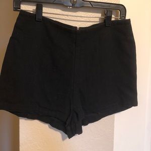 High waisted cotton black shorts